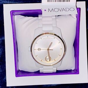 MOVADO Men's Swiss Bold Verso White Ceramic Bracelet Watch 42mm